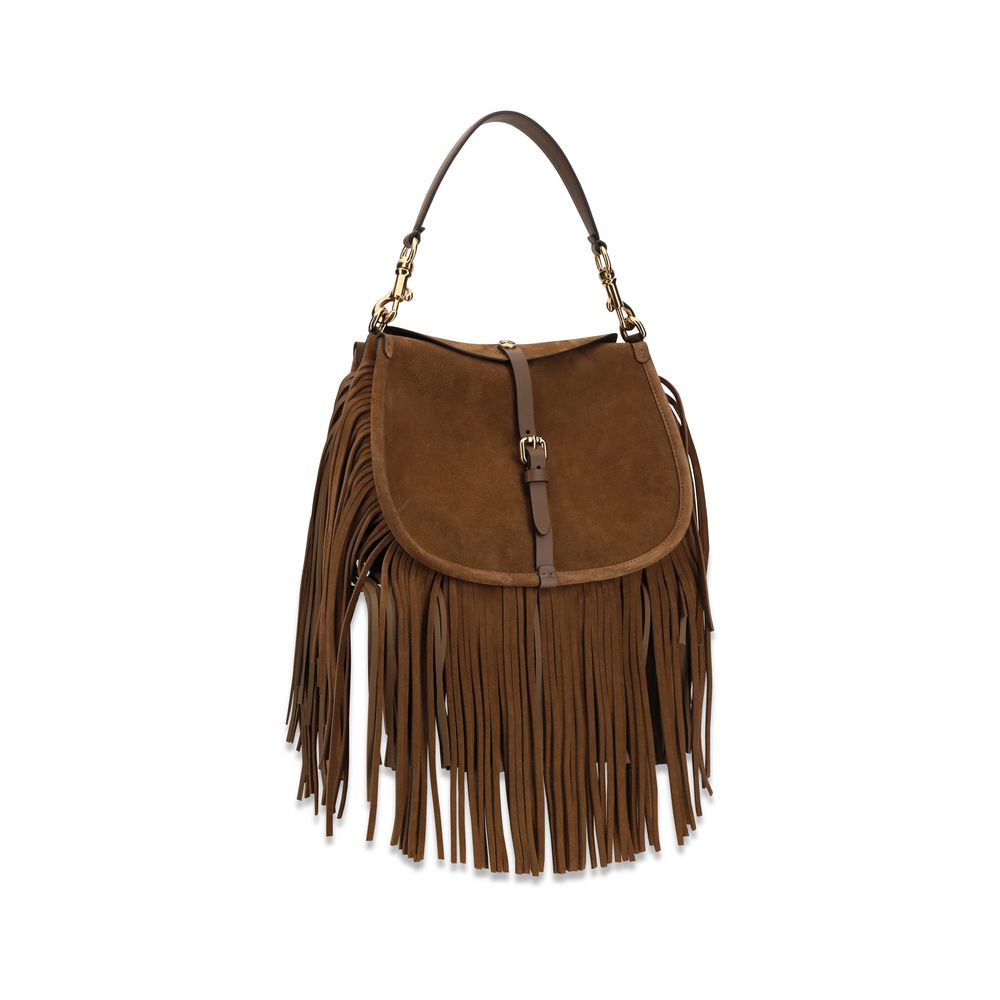 Etro Brown Calf Leather Bos Taurus Shoulder Bag