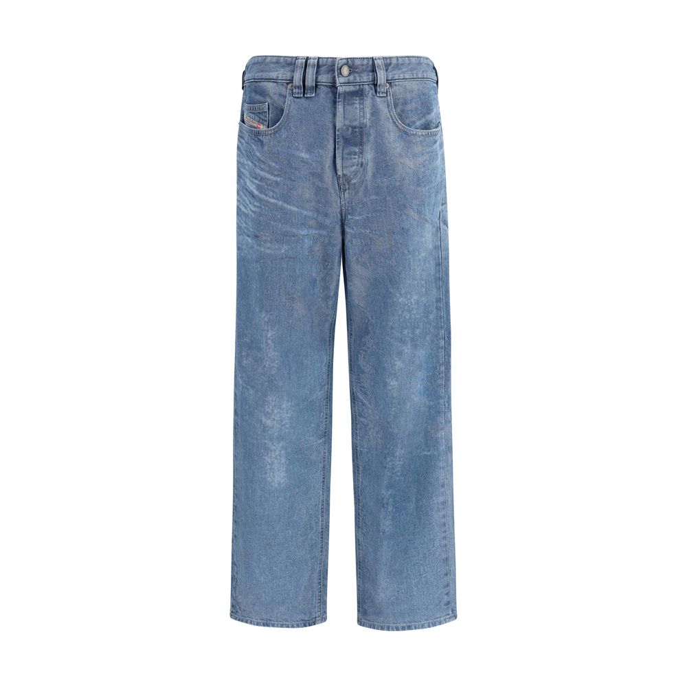 Diesel Blue Cotton Straight-Leg Jeans
