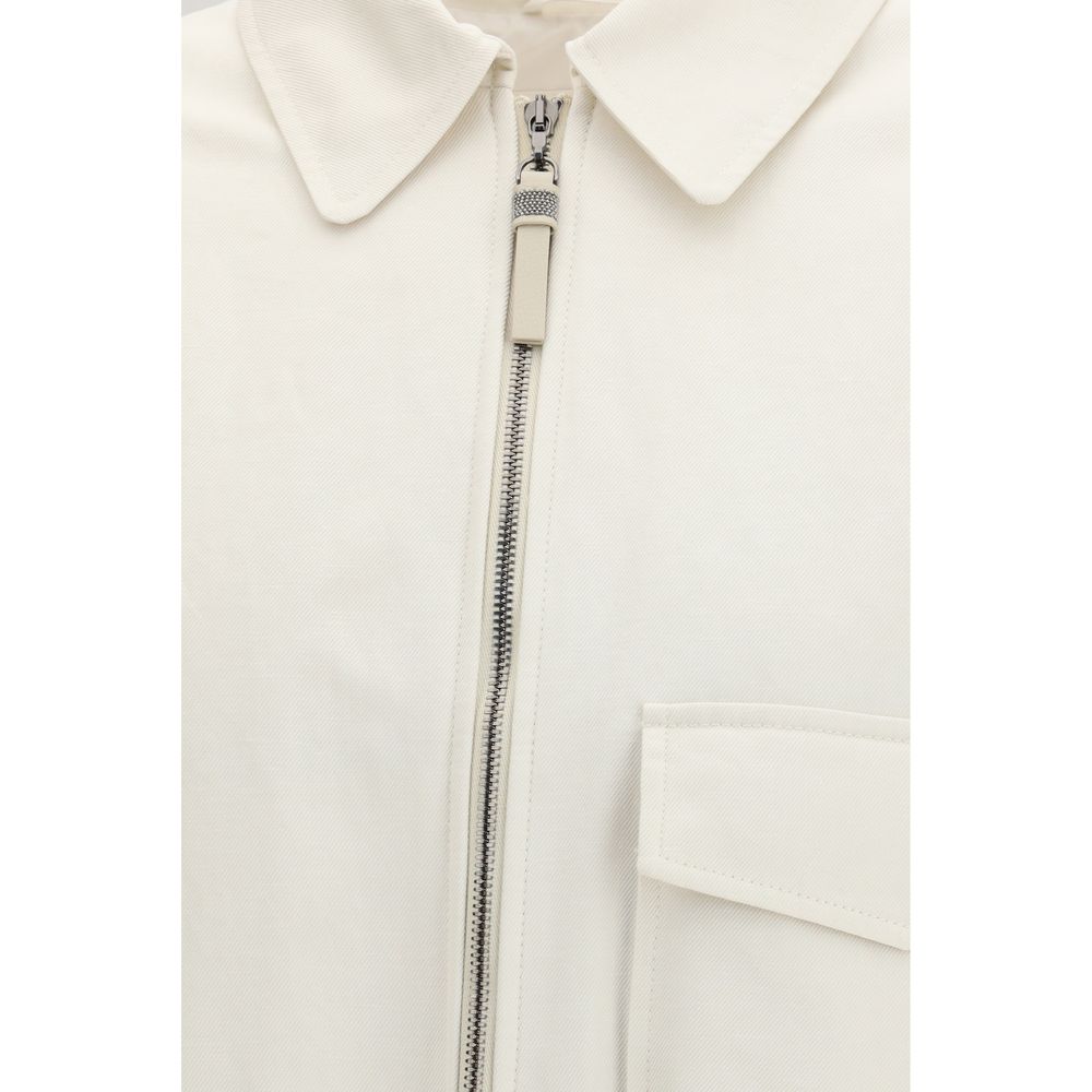 Brunello Cucinelli White Cotton Denim Jacket