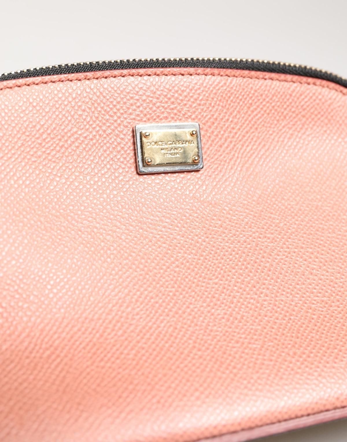 Dolce & Gabbana Beige Leather DG Logo Zip Around Hand Purse Pouch Wallet