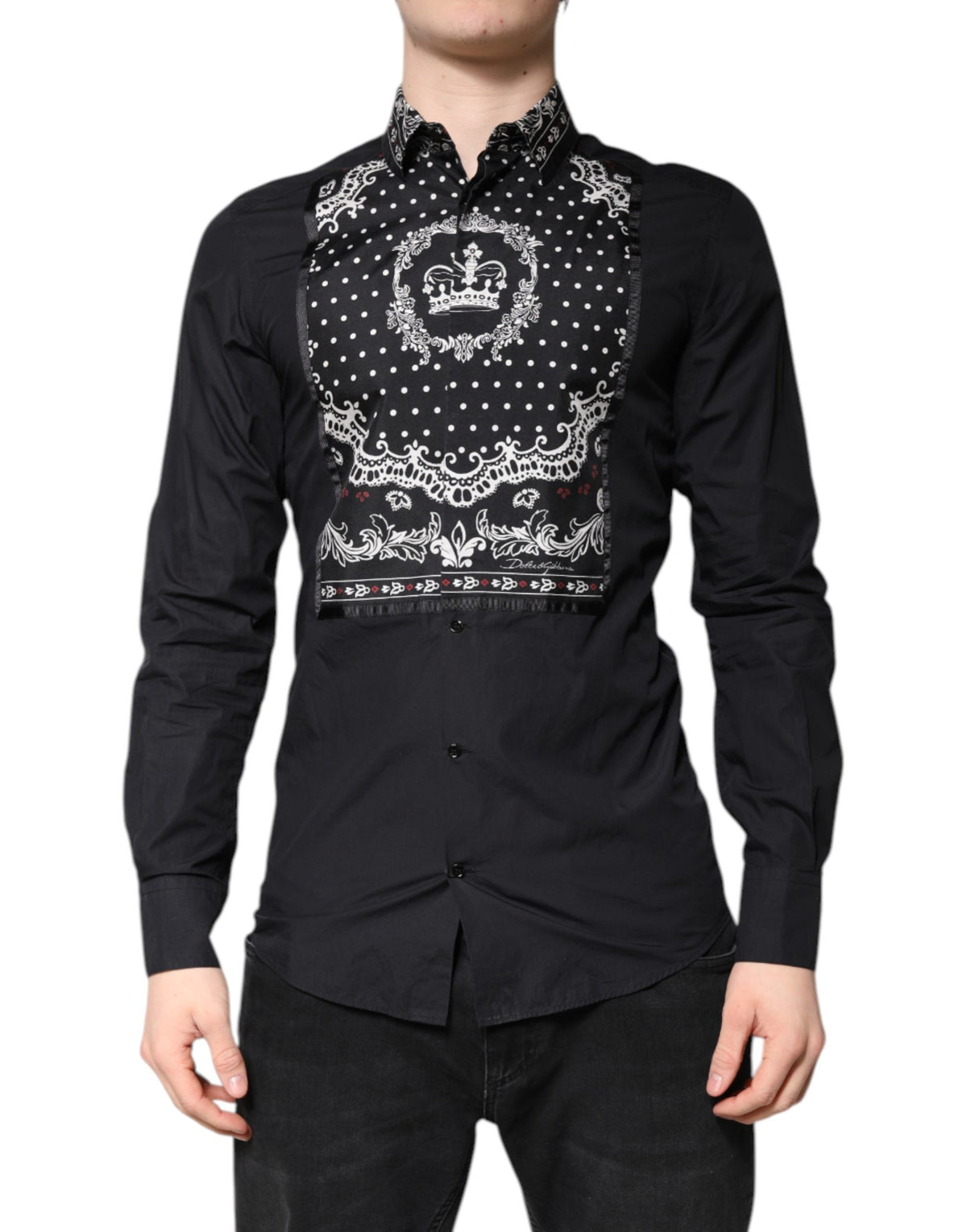 dolce and gabbana gold dress shirt Men's Dolce & Gabbana Gold Dress Shirt 42 16.5 Cards Print Beige/Brown Cotton