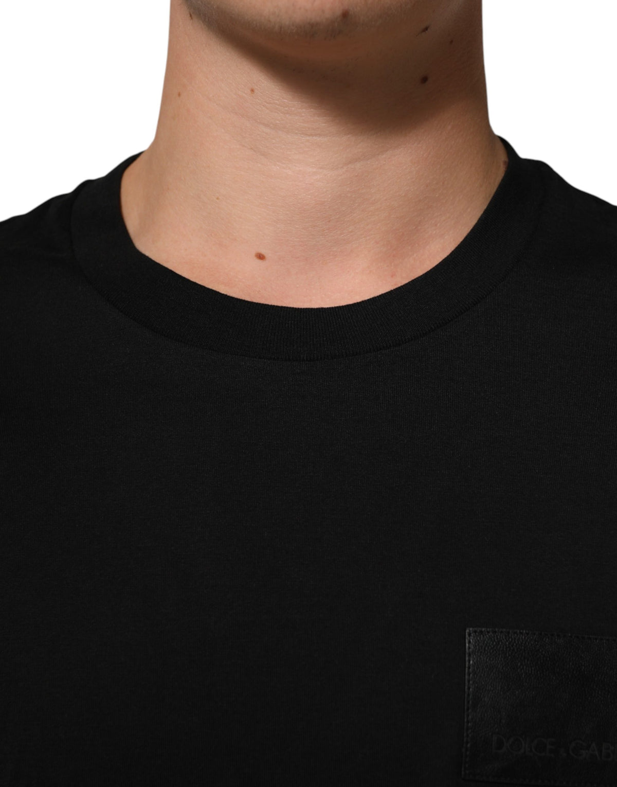 Dolce & Gabbana Black Cotton Logo Plaque Crew Neck T-shirt