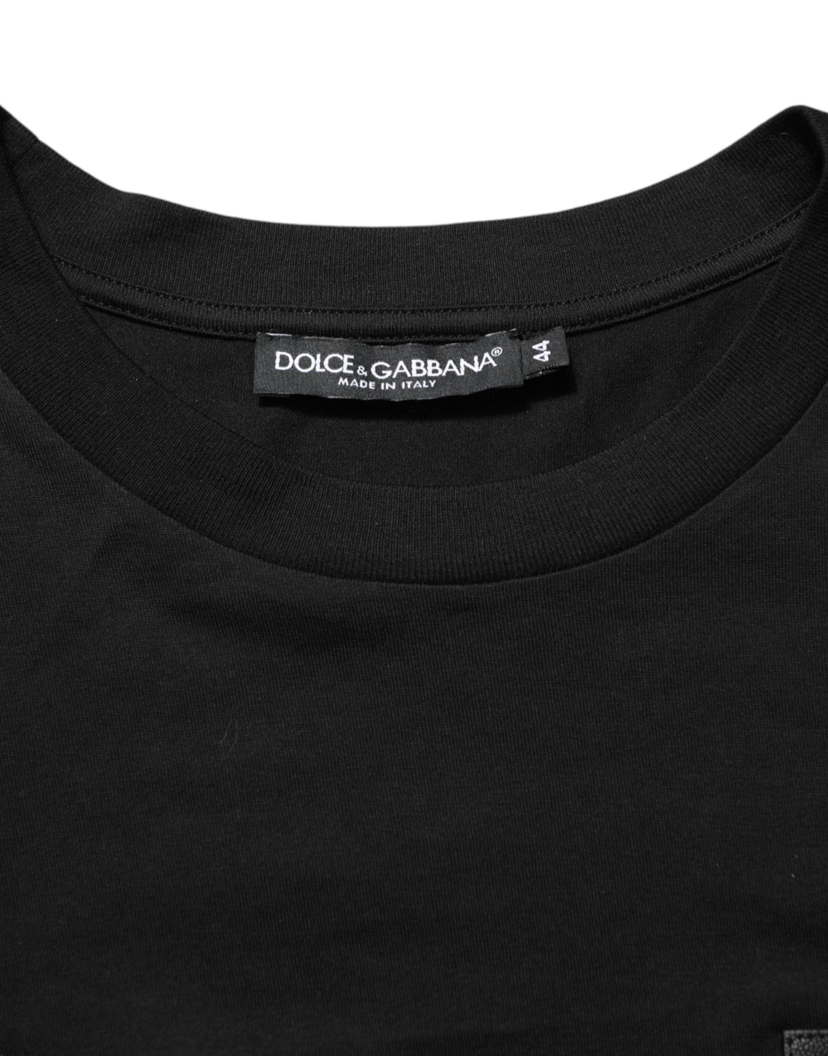 Dolce & Gabbana Black Cotton Logo Plaque Crew Neck T-shirt