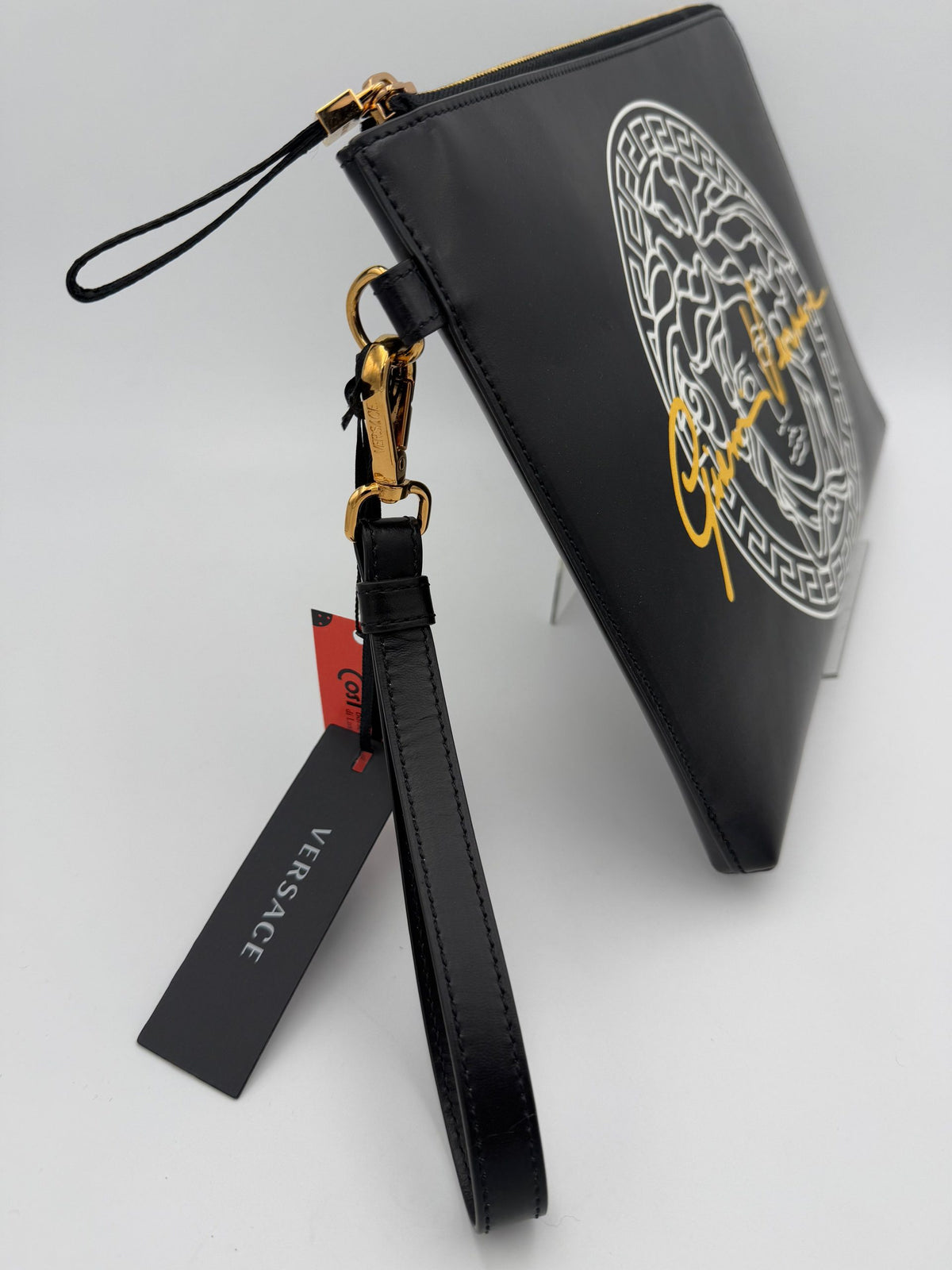 Versace VERSACE LA MEDUSA Signature Leather Clutch