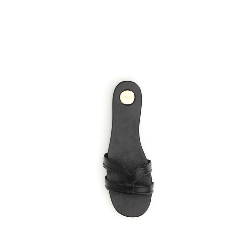 Saint Laurent Black Calf Leather Bos Taurus Sandals