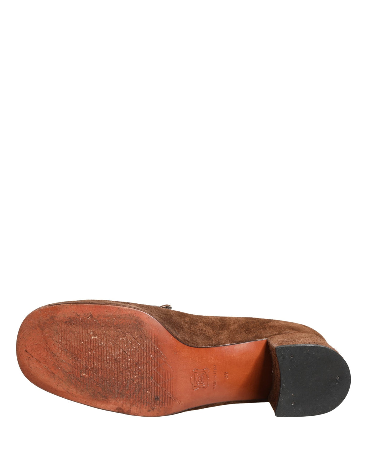 Dolce & Gabbana Brown Suede Block Heels Slip On Loafers Shoes