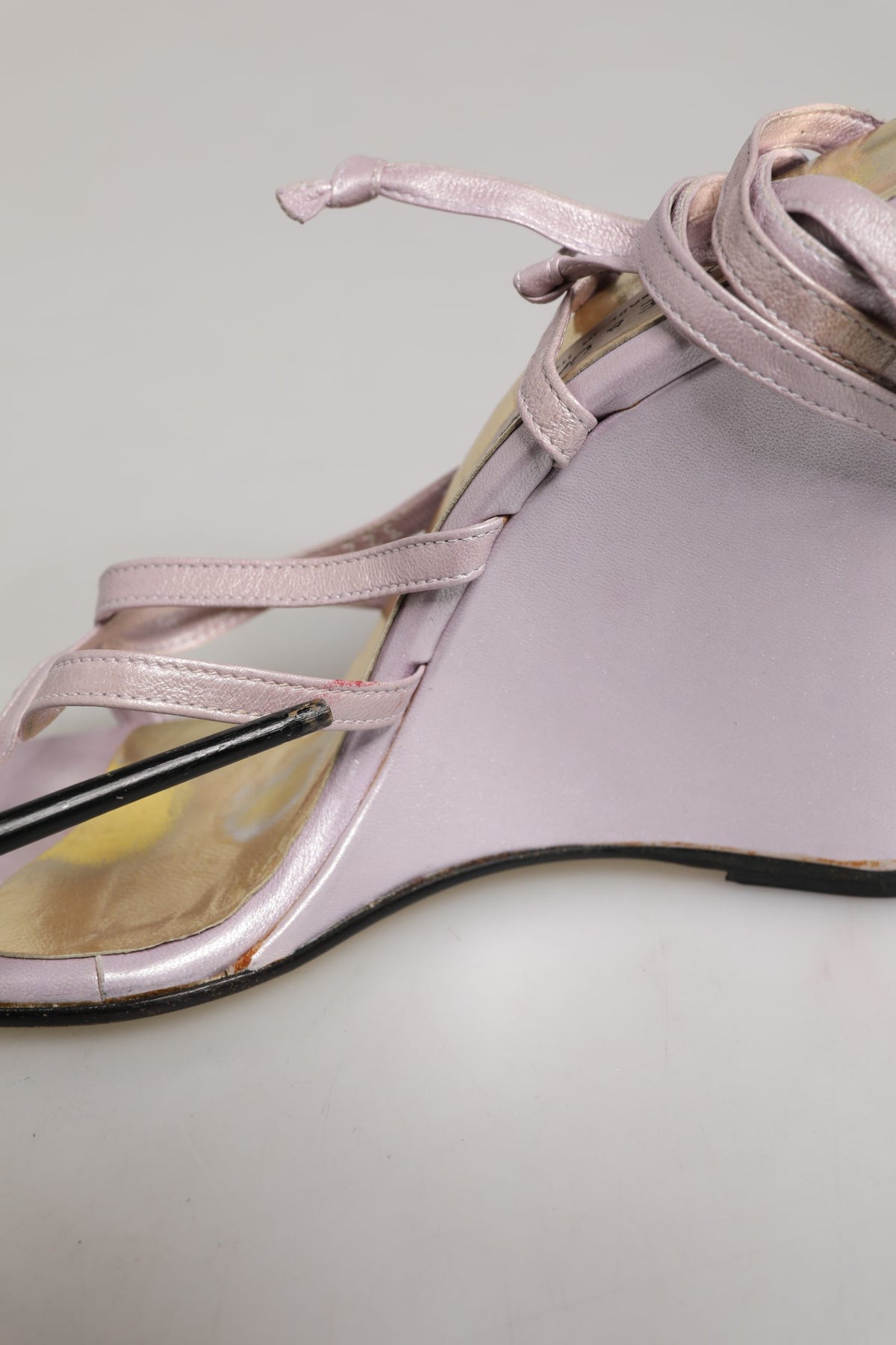 Dolce & Gabbana Purple Leather Wedge Heels Sandals Shoes