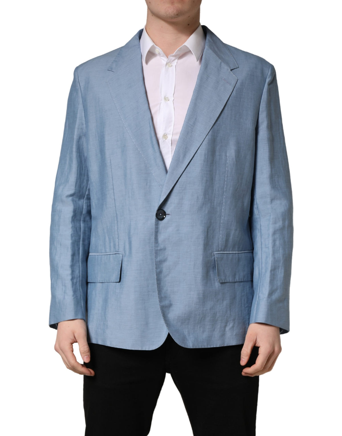 Dolce & Gabbana Light Blue Single Breasted Men Jacket Blazer