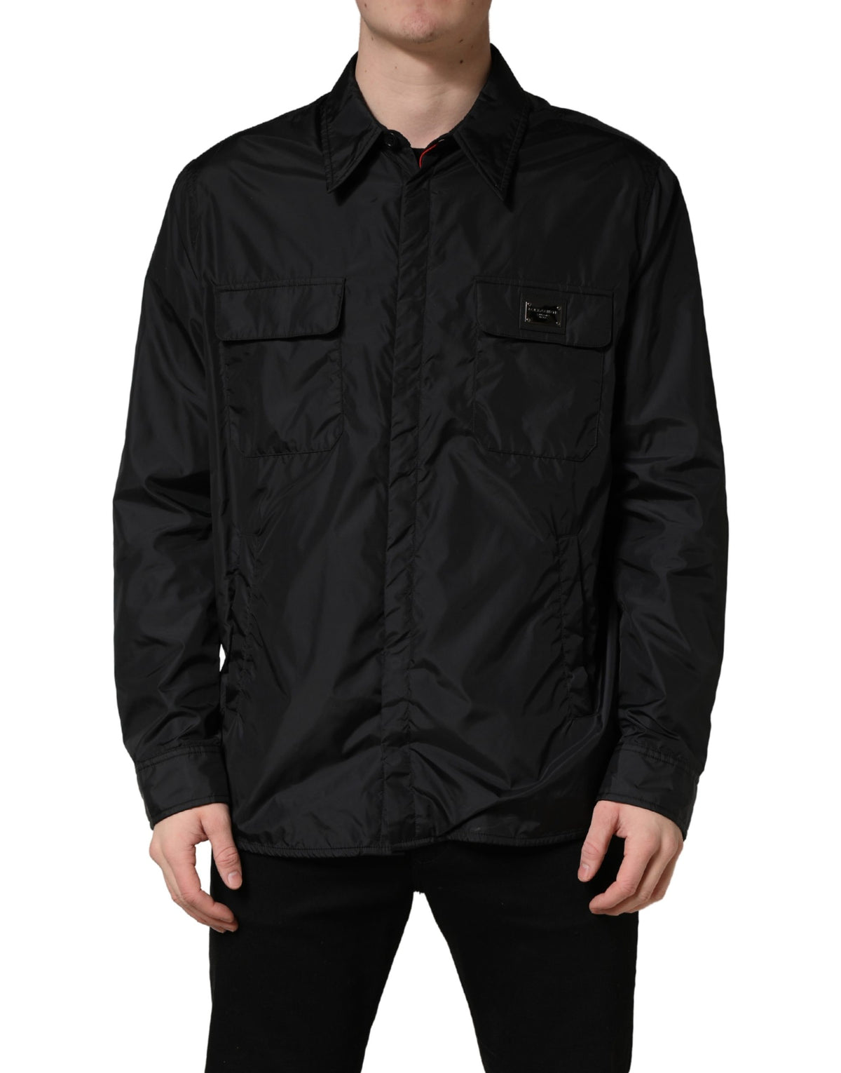 Dolce & Gabbana Black Logo Plaque Long Sleeves Shirt Jacket