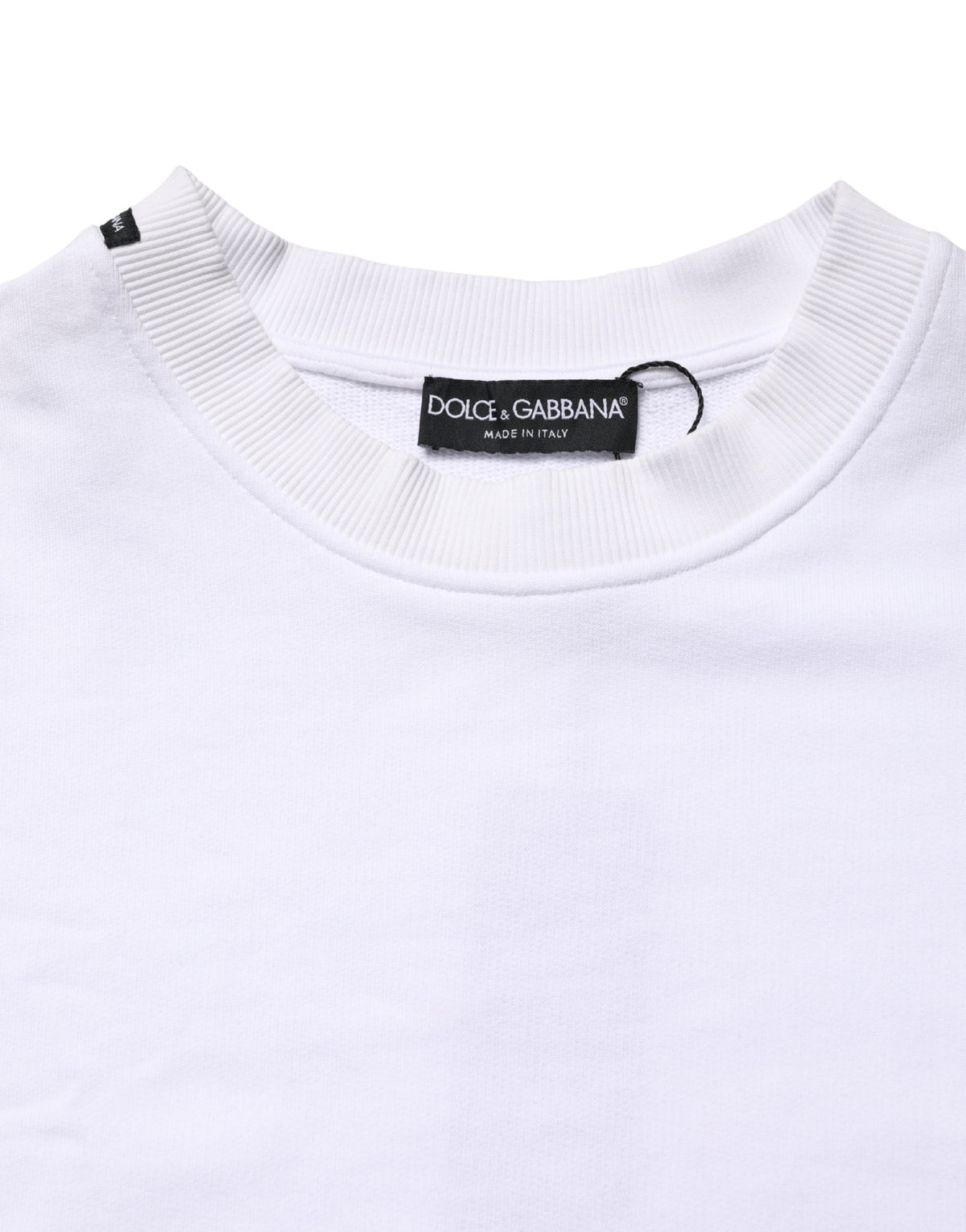 Dolce & Gabbana White Cotton Crew Neck Sweatshirt Sweater