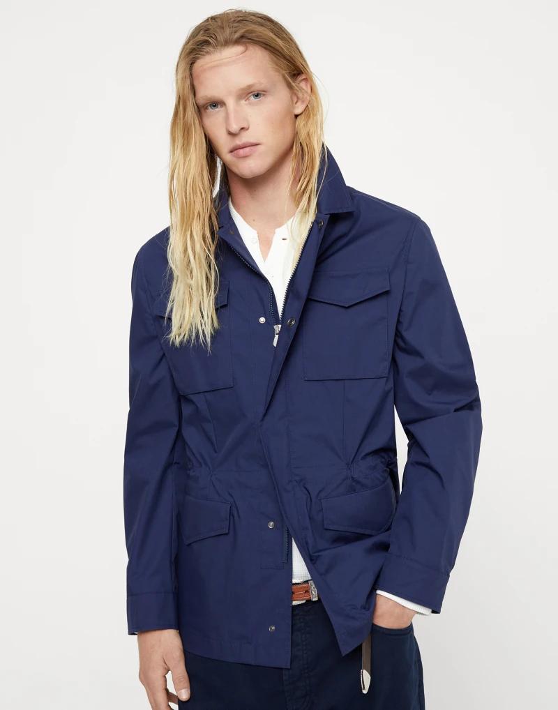 Brunello Cucinelli Blue Polyester Shell Jacket