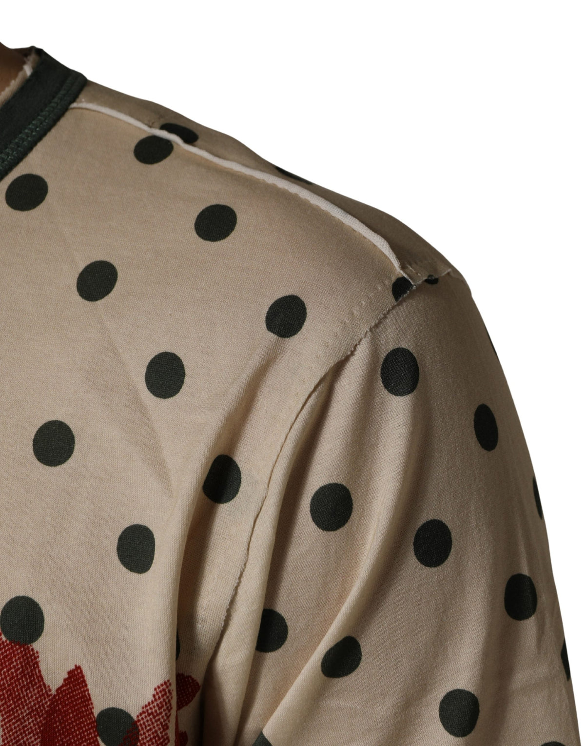 Dolce & Gabbana Beige Cotton Polka Dot Graphic Tee T-shirt