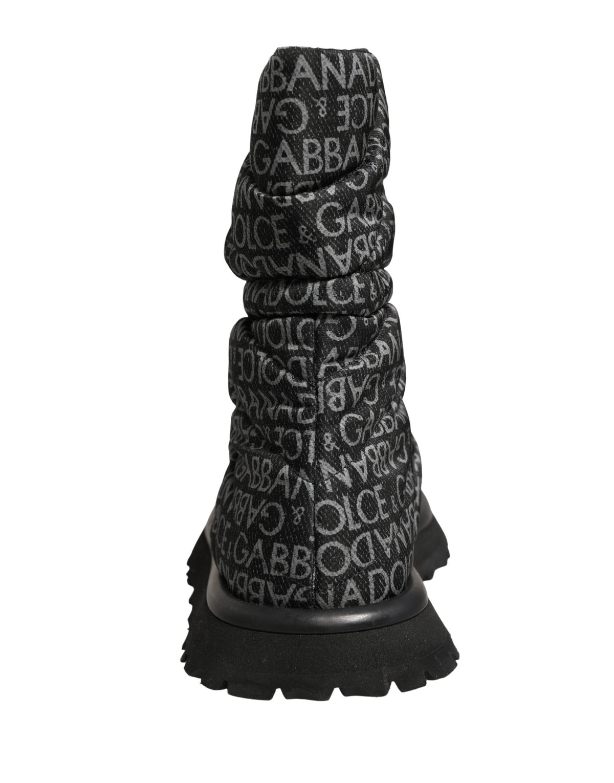 Dolce & Gabbana Black Logo Print Lace Up Snow Boots Shoes