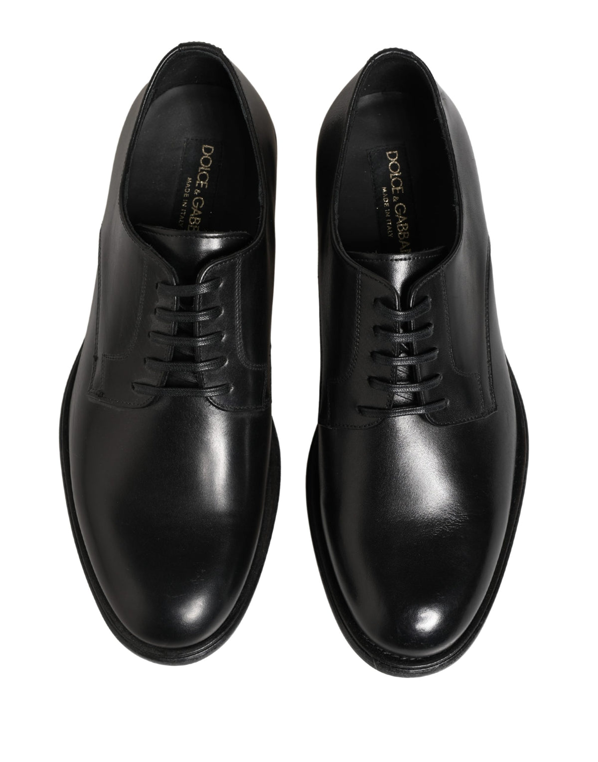 Dolce & Gabbana Black Calfskin Leather Derby Men Dress Shoes