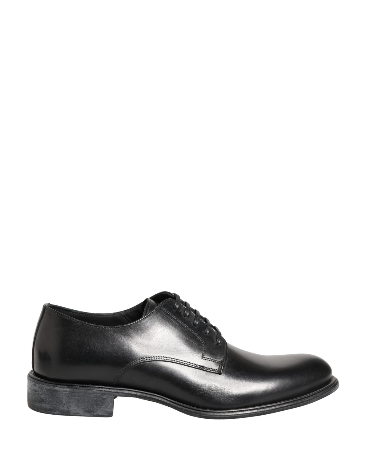 Dolce & Gabbana Black Calfskin Leather Derby Men Dress Shoes