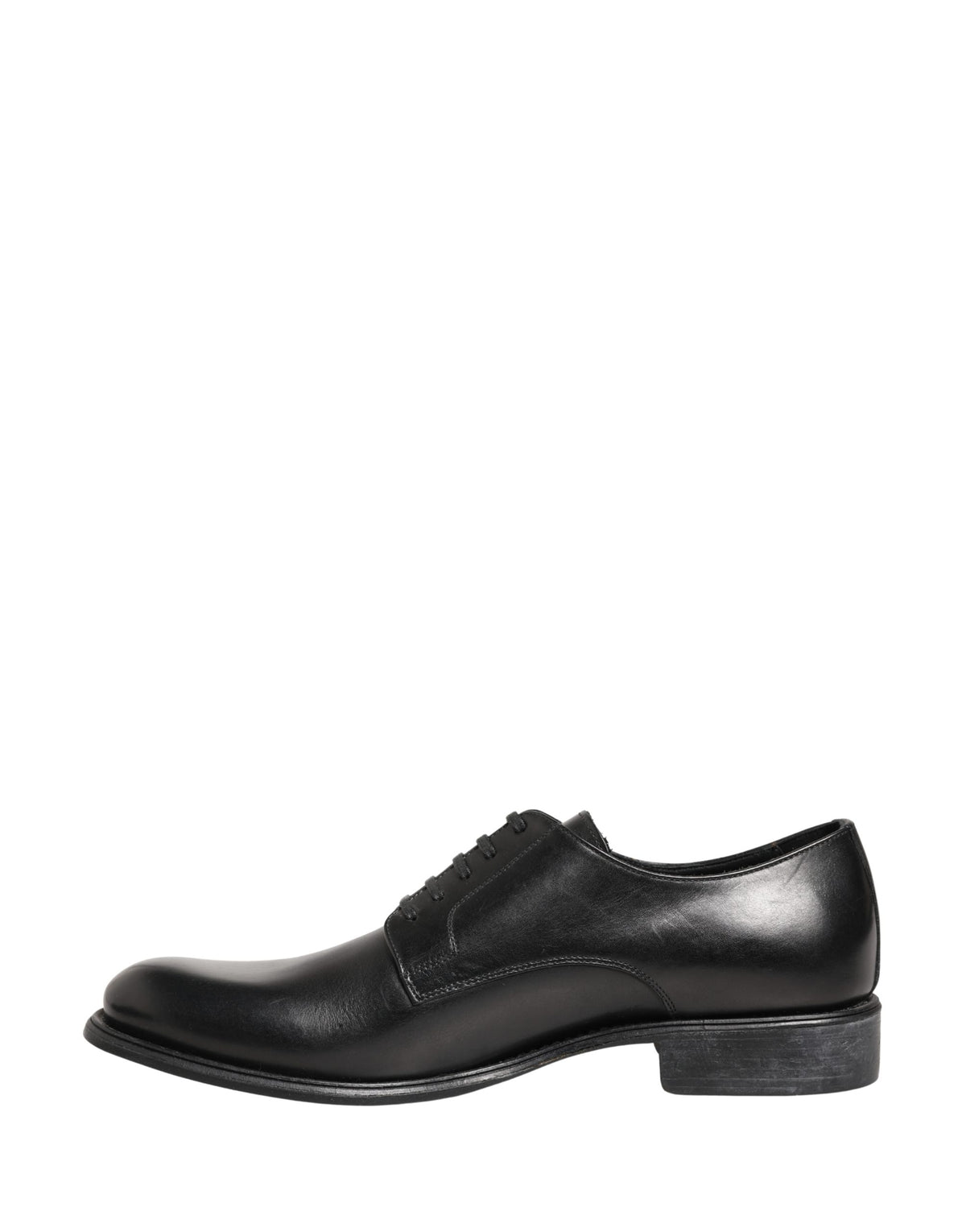 Dolce & Gabbana Black Calfskin Leather Derby Men Dress Shoes