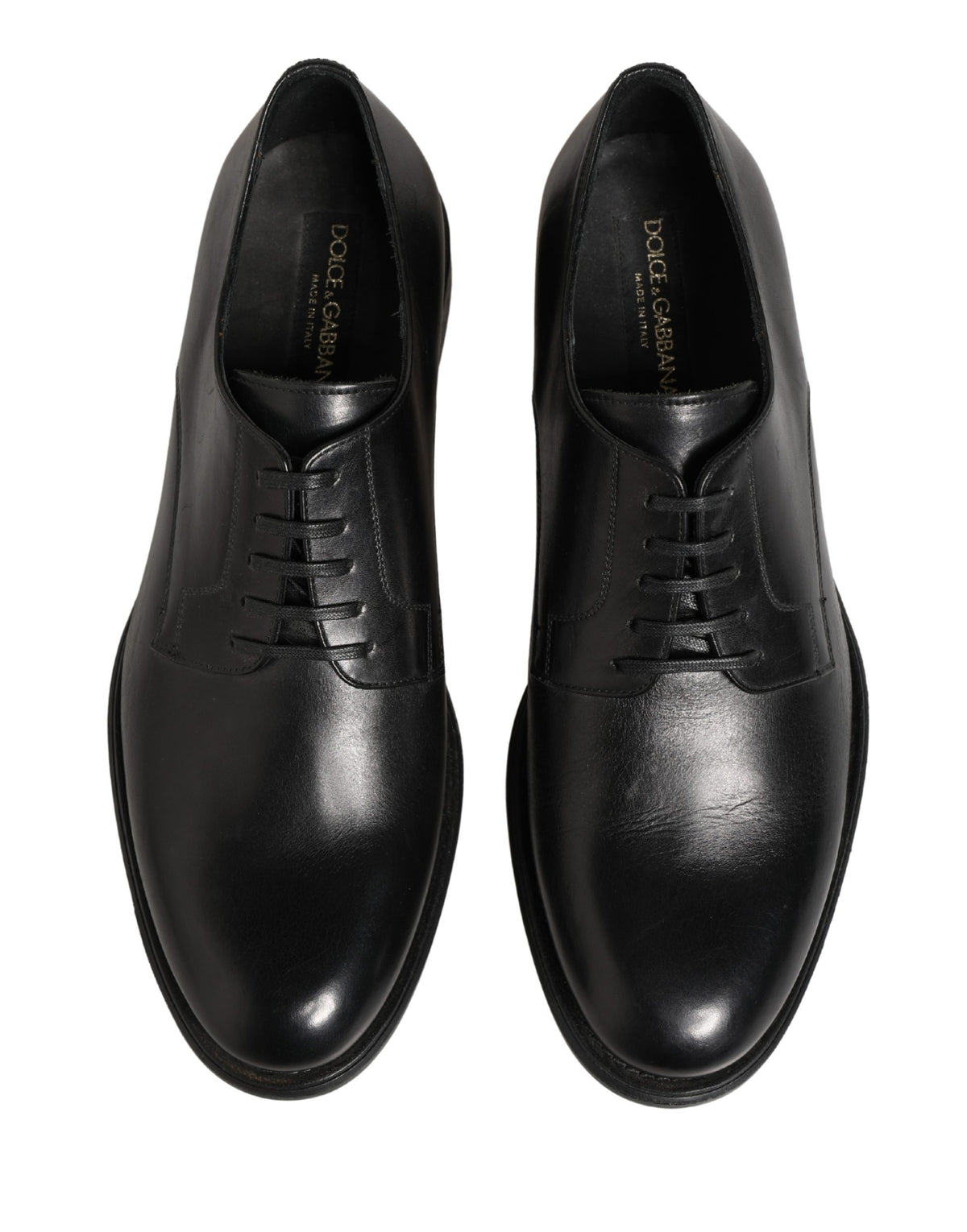 Dolce & Gabbana Black Calfskin Leather Derby Men Dress Shoes