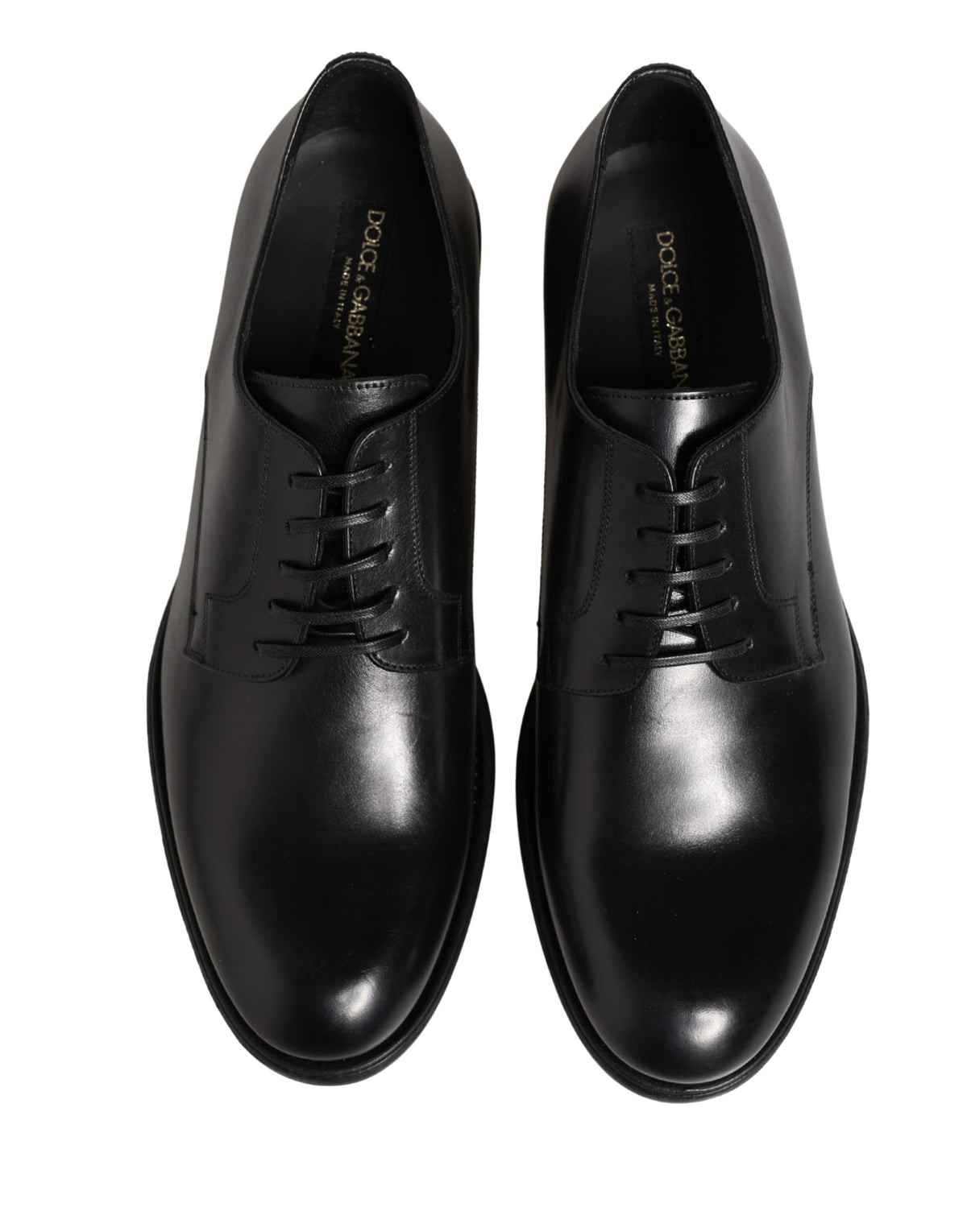 Dolce & Gabbana Black Calfskin Leather Derby Men Dress Shoes