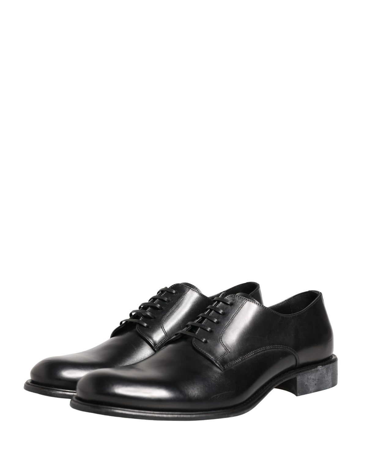 Dolce & Gabbana Black Calfskin Leather Derby Men Dress Shoes