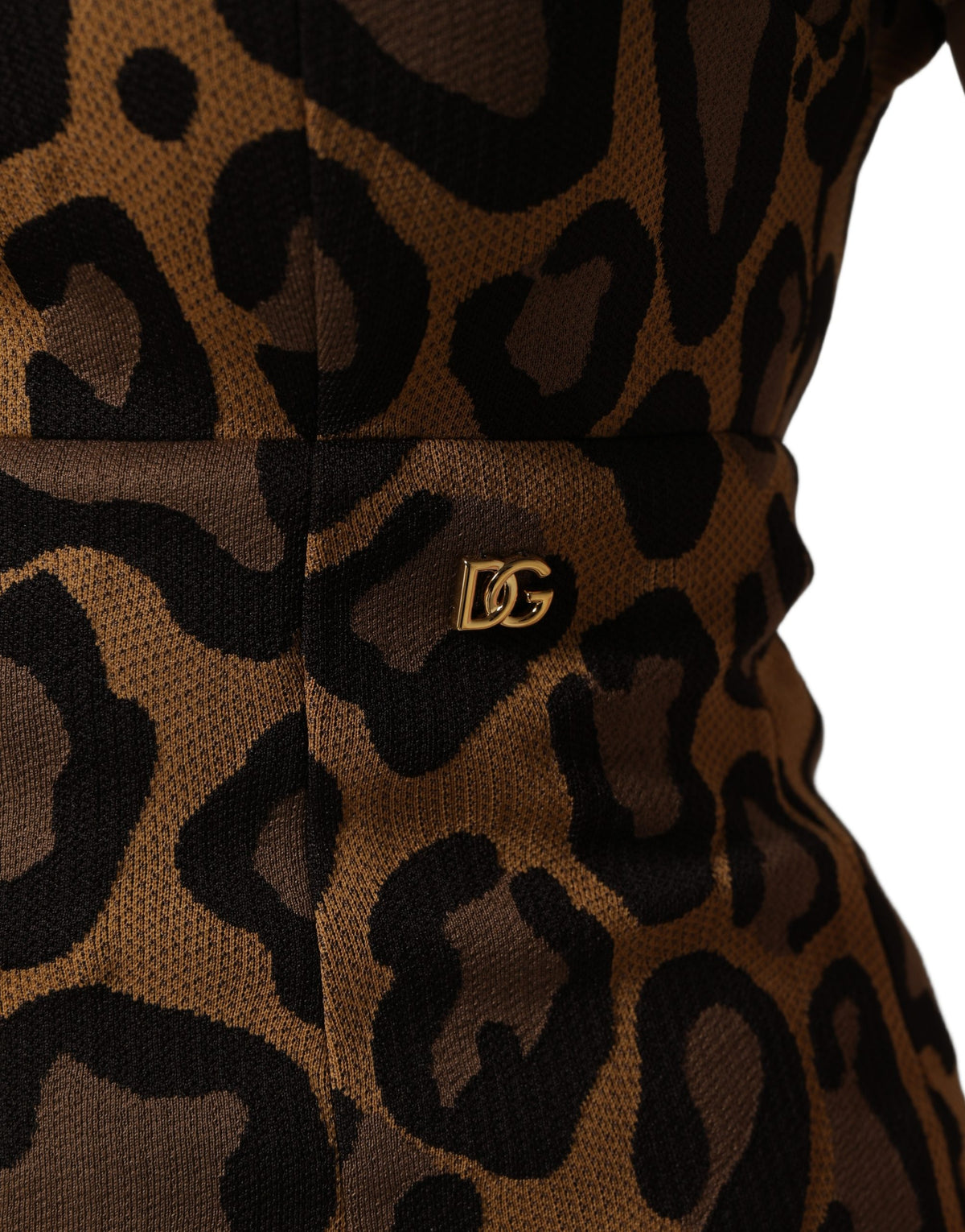 Dolce & Gabbana Brown Leopard Jacquard Knee Length Dress