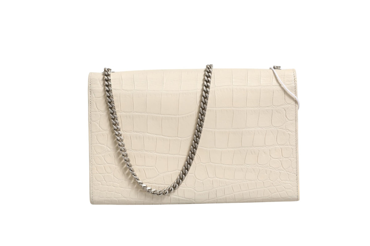 Saint Laurent Kate Tassel Small Croc-Embossed Leather