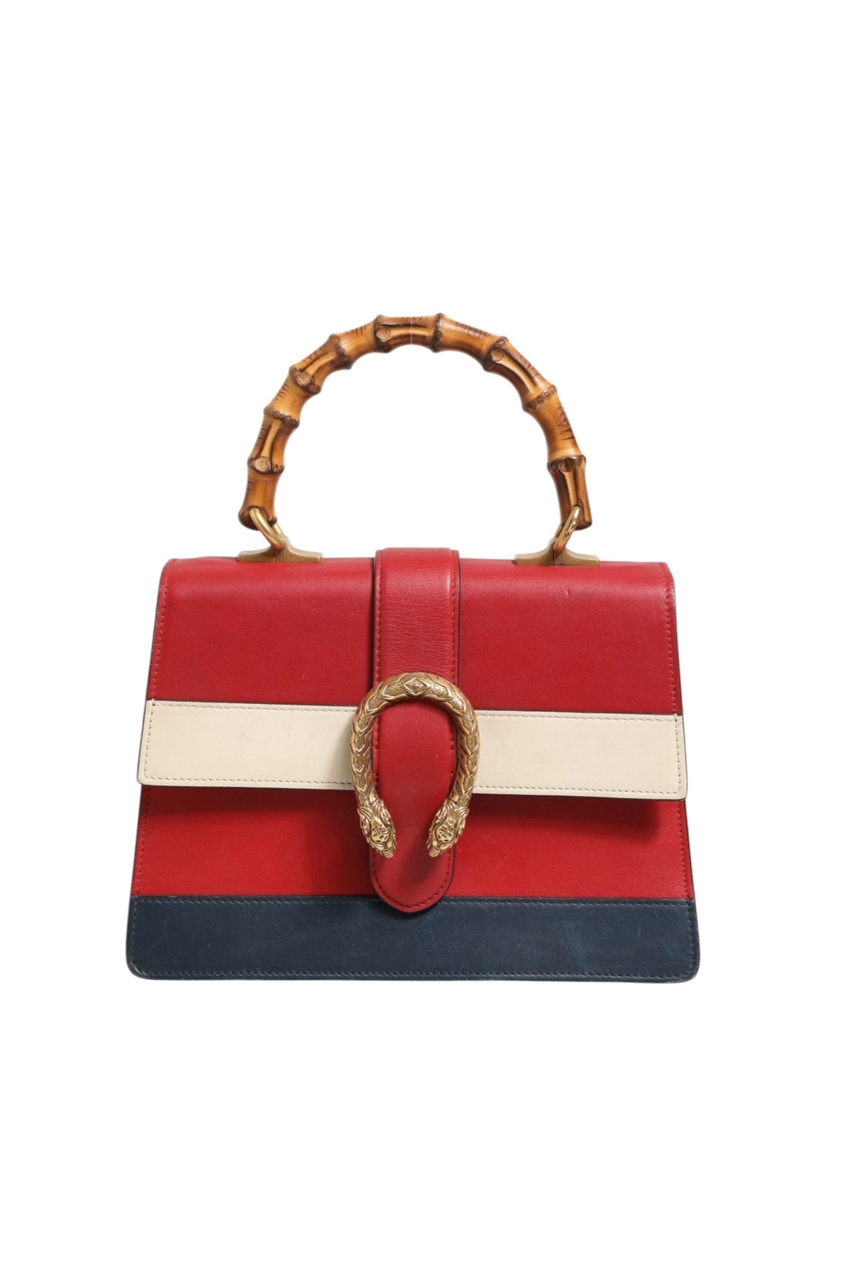Gucci Dionysus Bamboo Medium Top Handle Bag White Blue Red