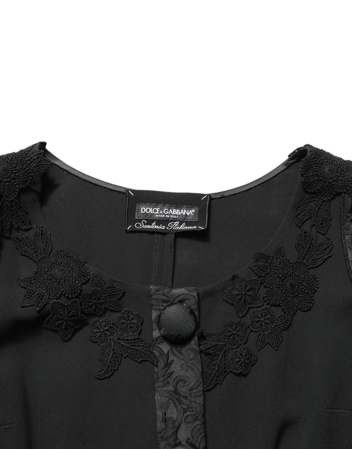 Dolce & Gabbana Black Button Fastening Lace Trimmed Blazer Jacket