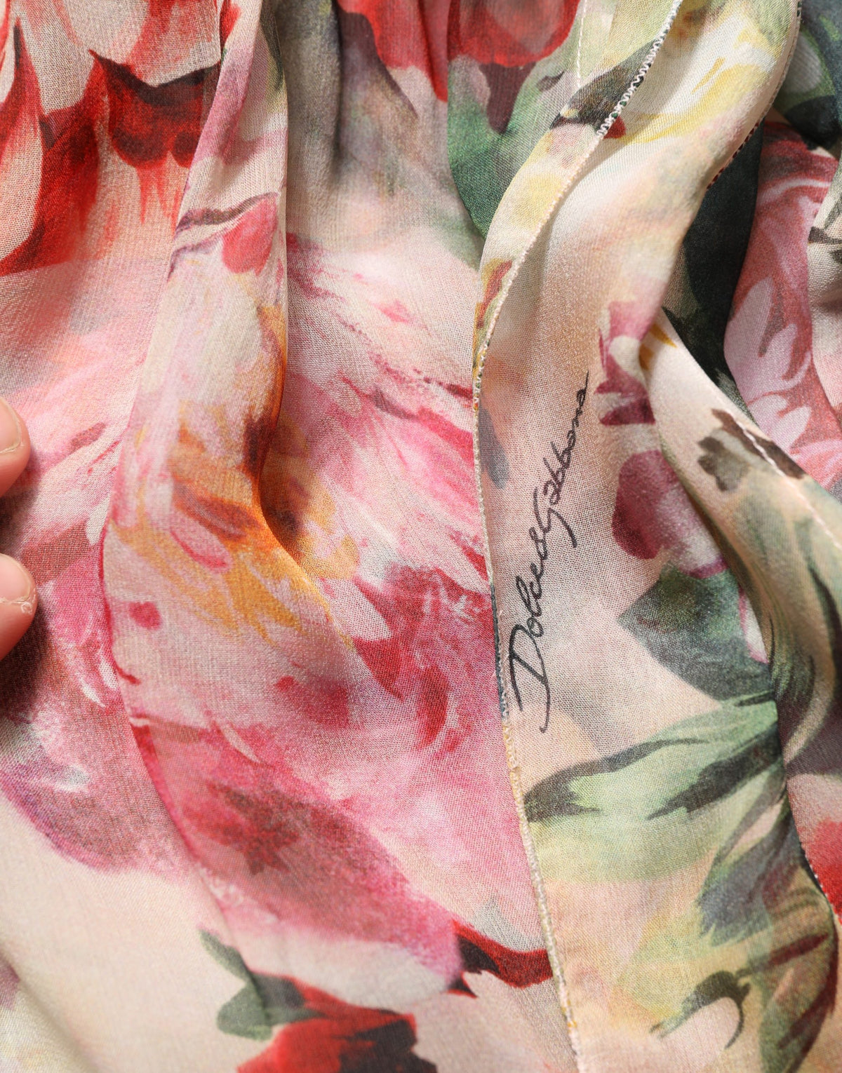 Dolce & Gabbana Multicolor Floral Tie-Neck Silk Chiffon Blouse Top