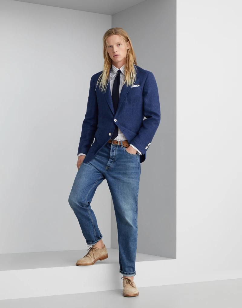 Brunello Cucinelli Bicolor Cotton Pattern Shirt