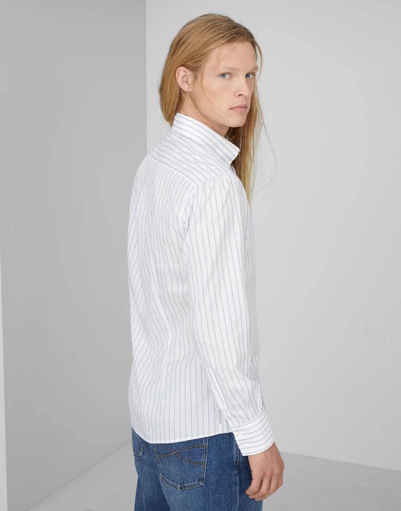 Brunello Cucinelli Bicolor Cotton Pattern Shirt