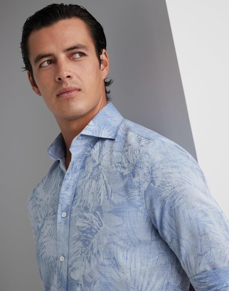 Brunello Cucinelli Blue Cotton Shirt