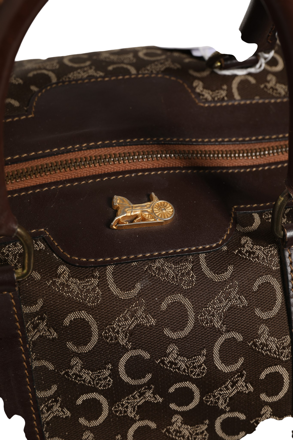 Celine Dark brown and Gold logo duffel