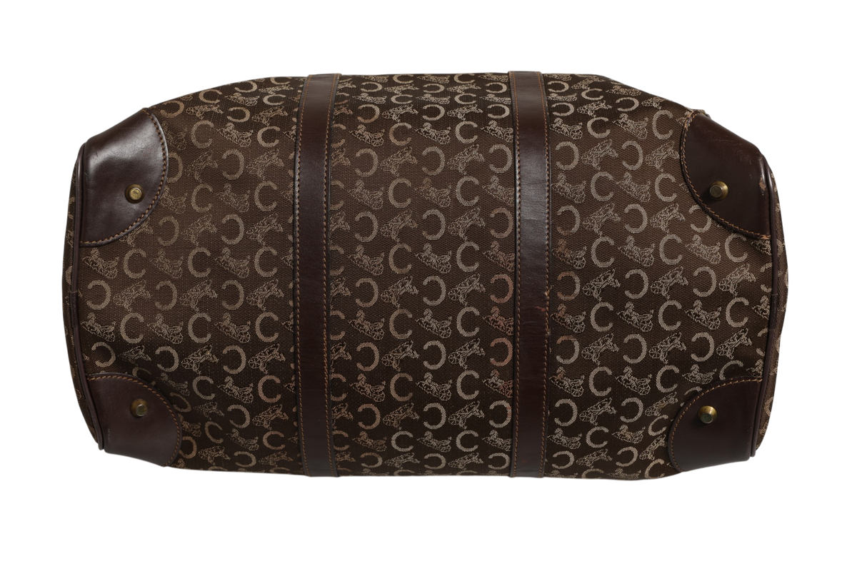 Celine Dark brown and Gold logo duffel
