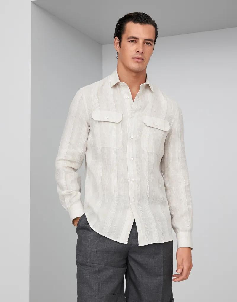 Brunello Cucinelli White Linen Shirt