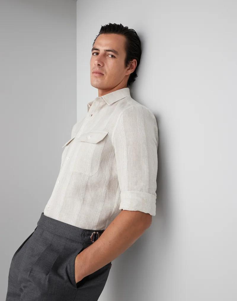 Brunello Cucinelli White Linen Shirt