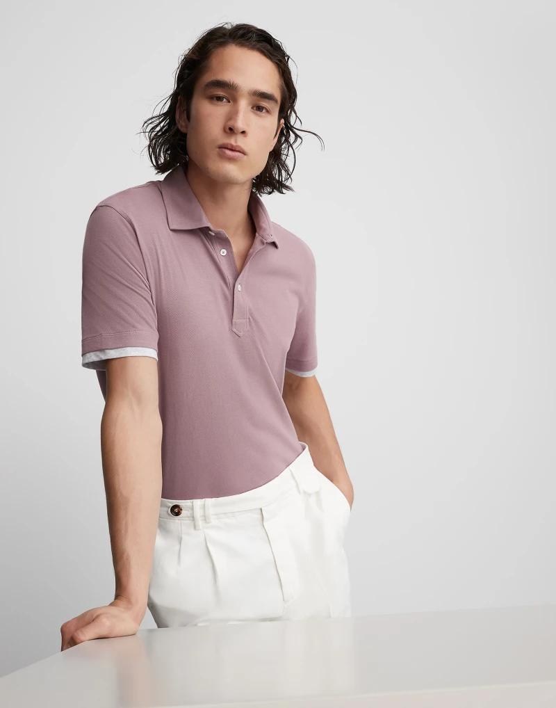 Brunello Cucinelli Bicolor Cotton Polo Shirt