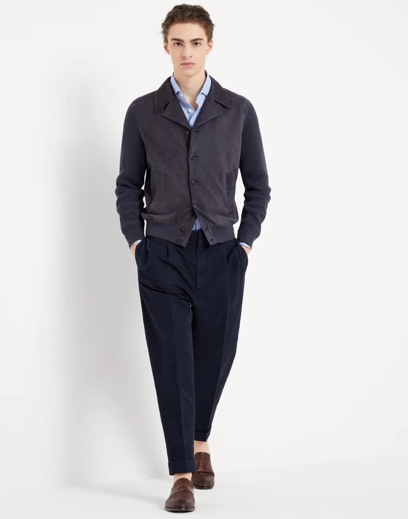 Brunello Cucinelli Blue Linen Dress Shirt