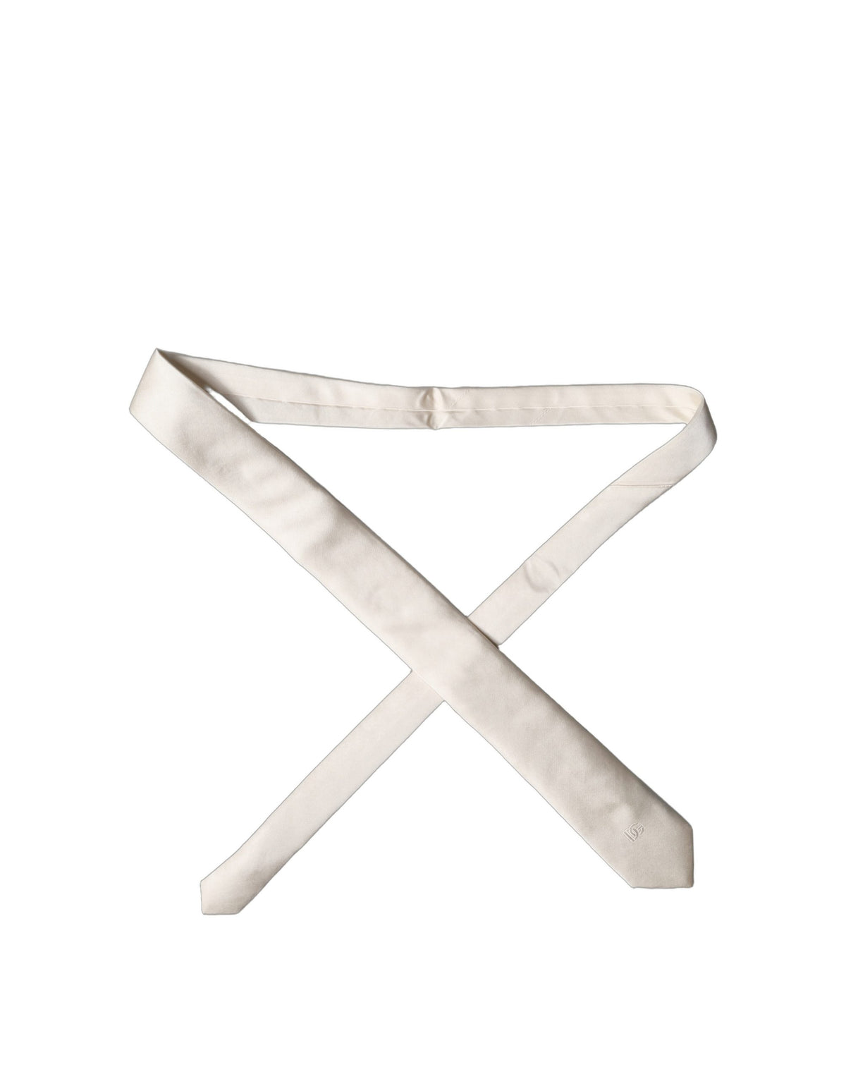 Dolce & Gabbana Off White DG Embroidery Silk Adjustable Men Necktie Tie