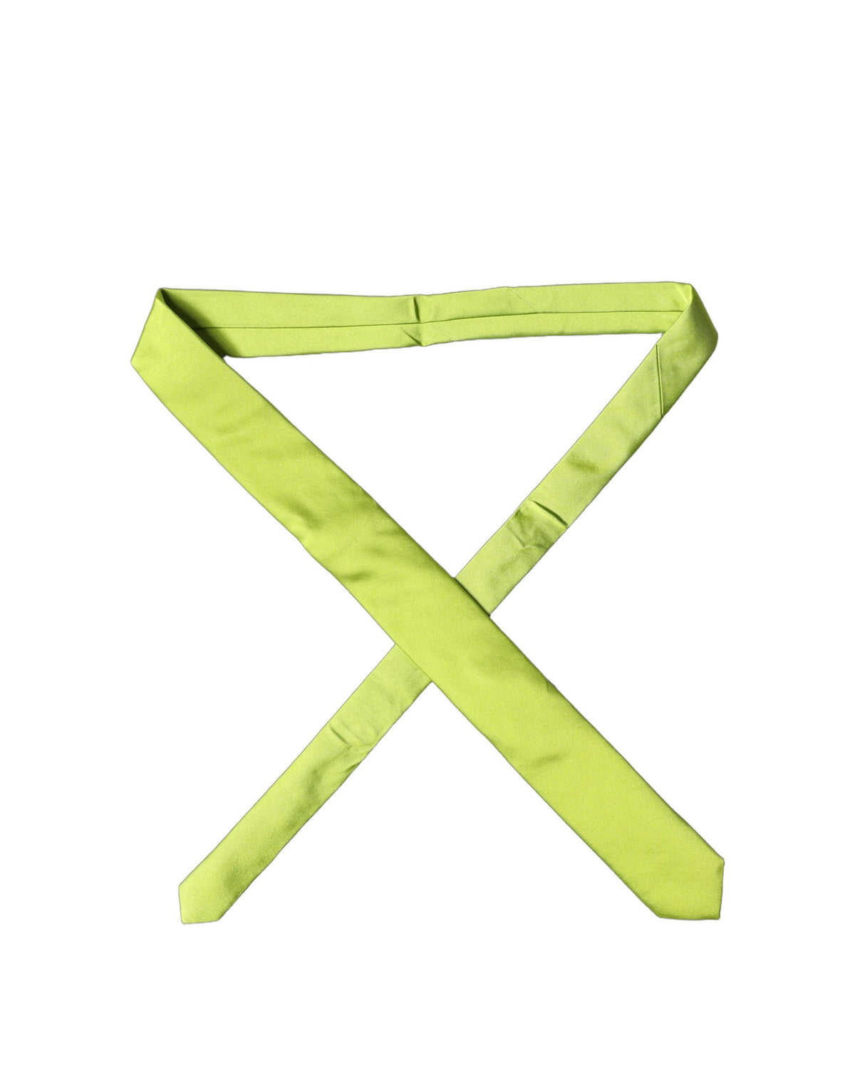 Dolce & Gabbana Neon Green Silk Satin Wide Adjustable Men Necktie Tie