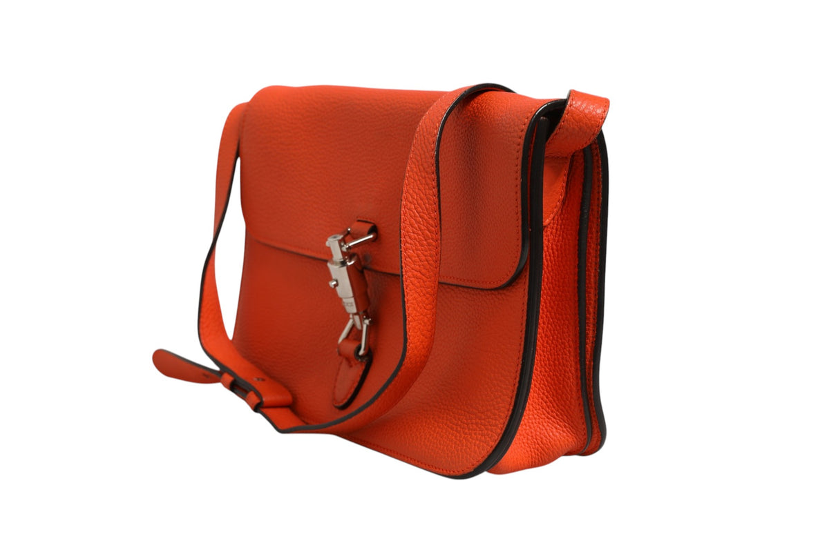Gucci Jackie Soft Flap Shoulder Bag Leather Orange