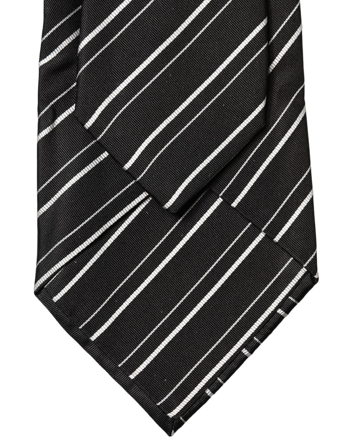 Dolce & Gabbana Black White Stripes Silk Adjustable Women Necktie Tie