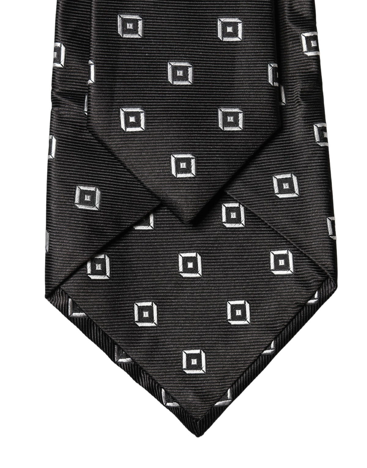 Dolce & Gabbana Black White Geometric Silk Adjustable Women Necktie Tie