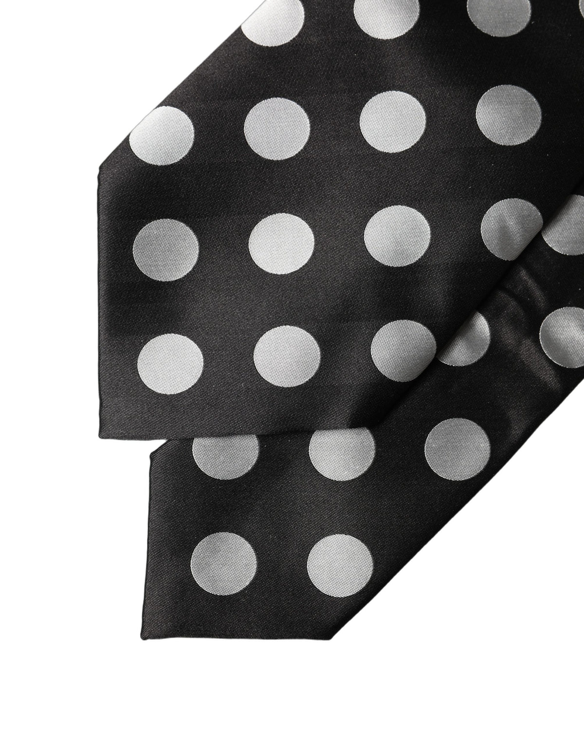 Dolce & Gabbana Black White Polka Dot Silk Adjustable Women Necktie Tie