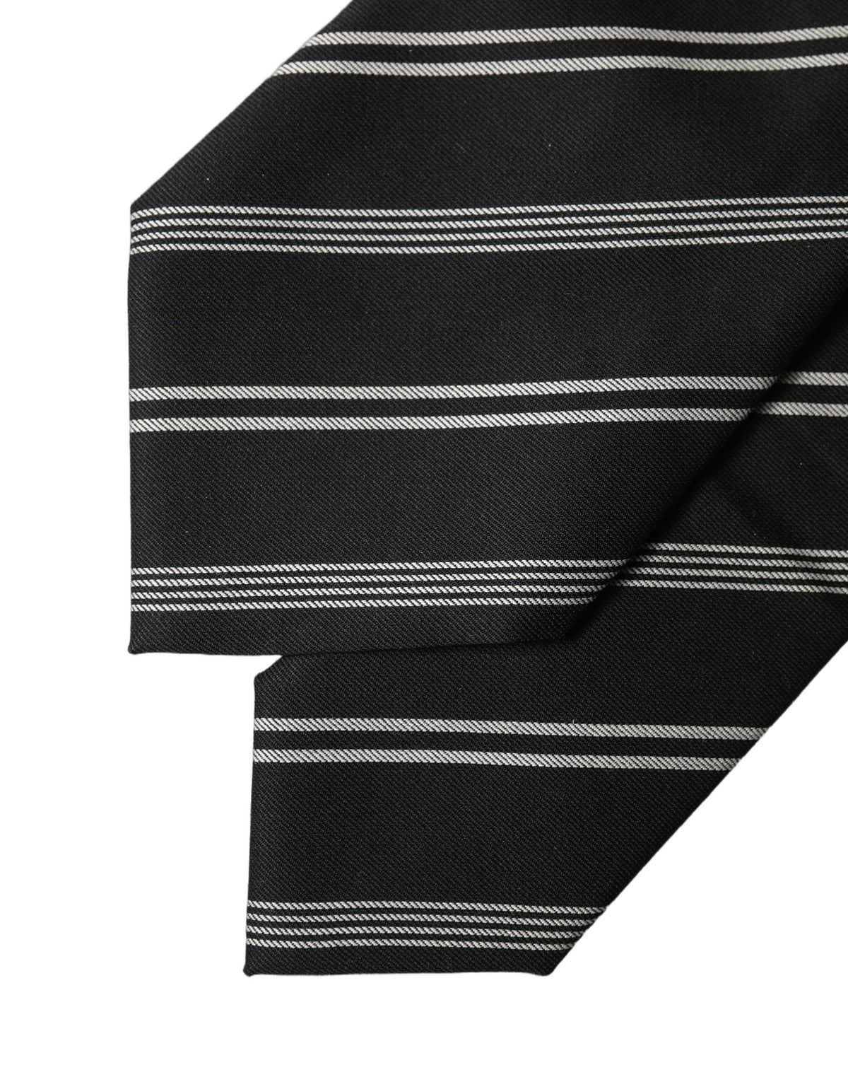 Dolce & Gabbana Black White Stripes Silk Adjustable Women Necktie Tie