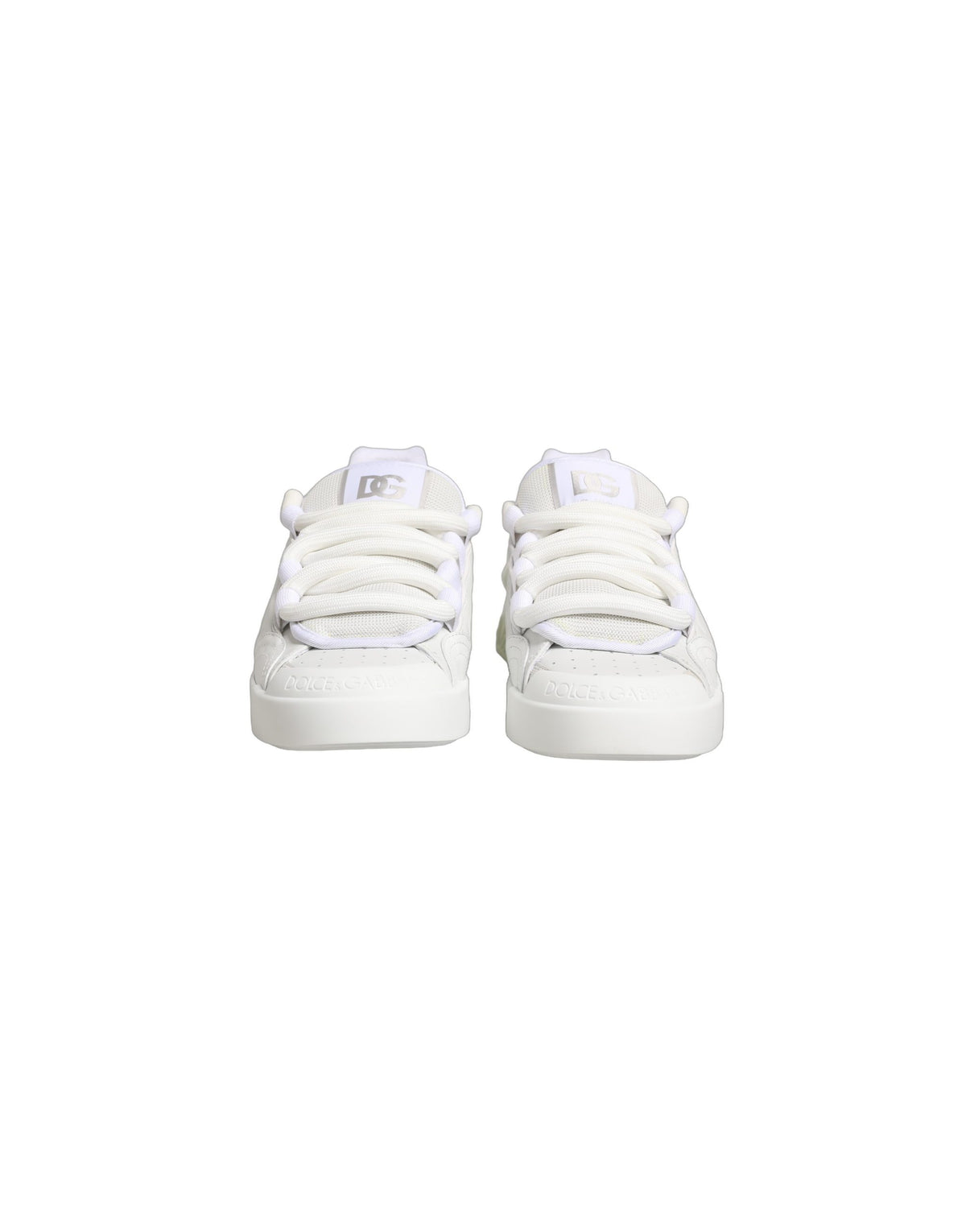 Dolce & Gabbana White Calfskin Leather Low Top Sneakers Shoes