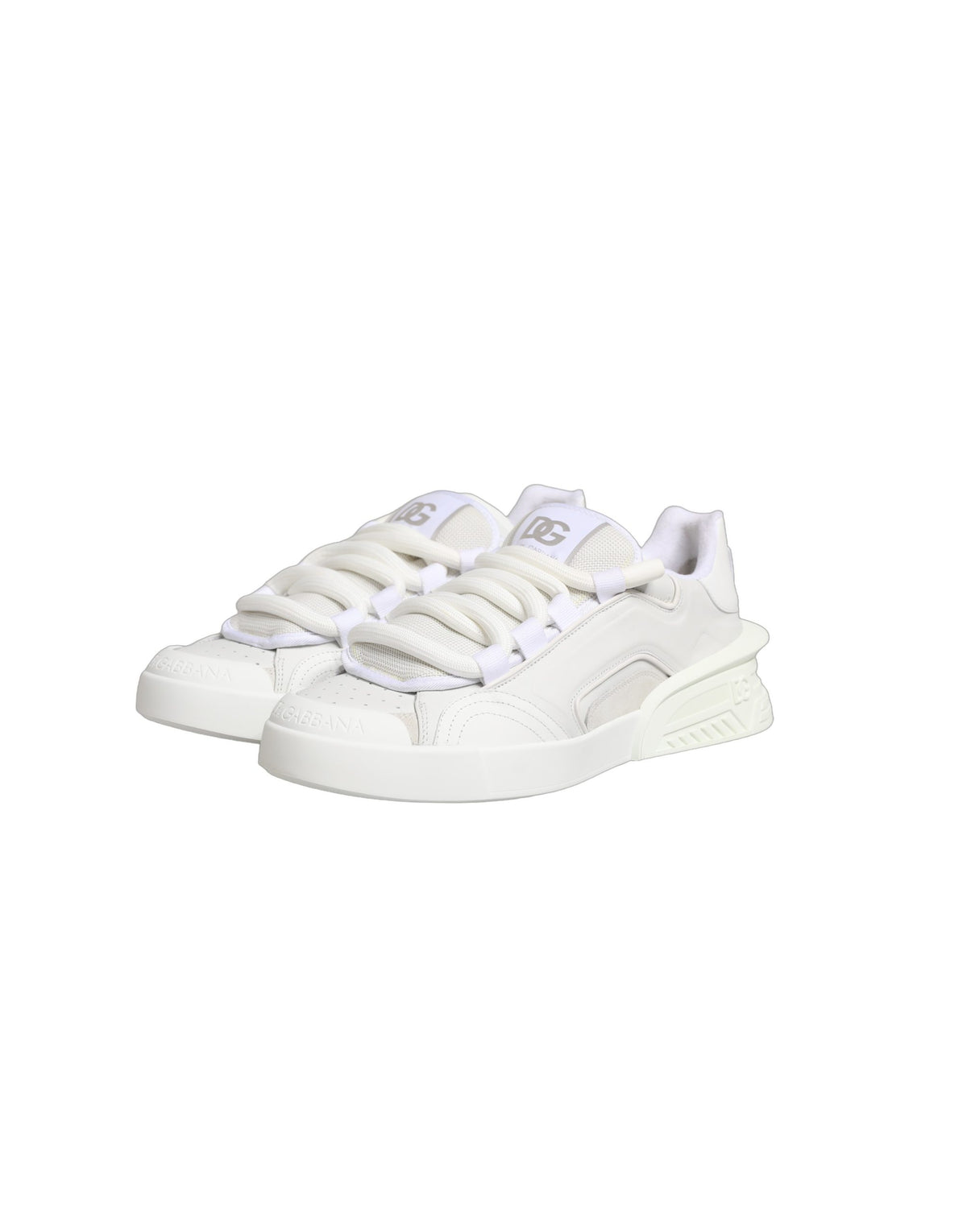 Dolce & Gabbana White Calfskin Leather Low Top Sneakers Shoes