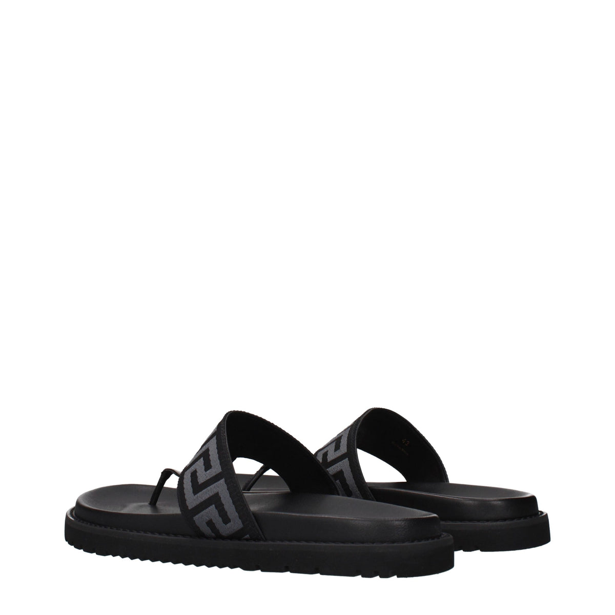Versace Black Fabric Flip-Flop Sandals
