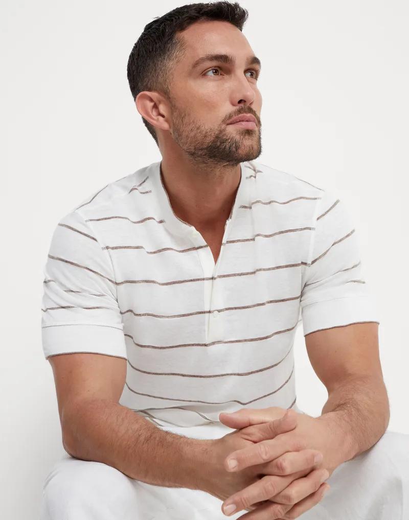 Brunello Cucinelli Brown Linen T-Shirt