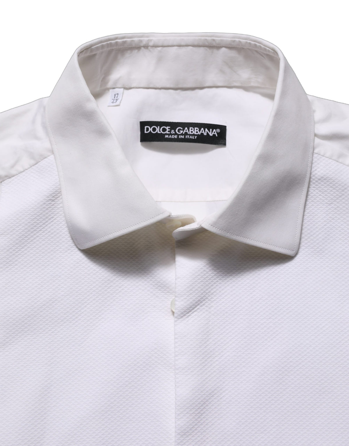 Dolce & Gabbana White Bib Cotton Poplin Dress Formal Shirt