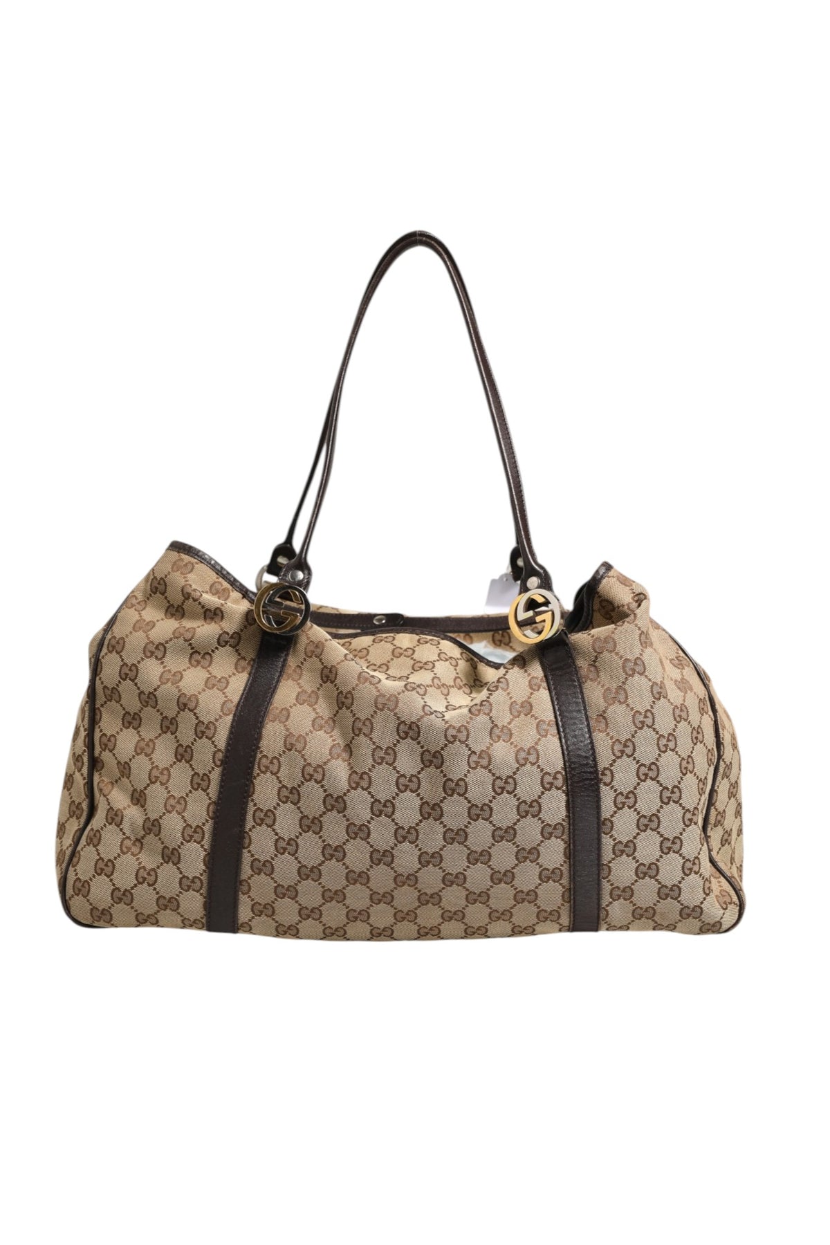 Gucci Beige and Black Canvas Twins Medium Tote Bag